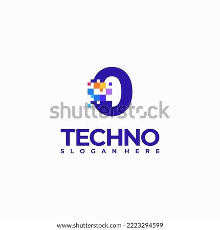 0 Pixel Number Logo Design Template, Pixel Technology logo symbol concept