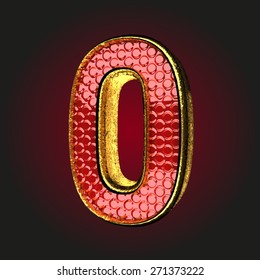 0 red letter with gold