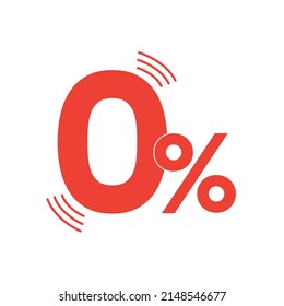 0 red percent, zero percent vector illustration.