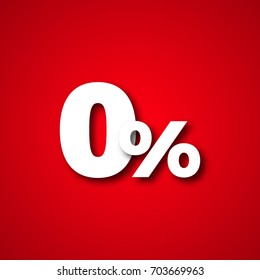 0 red percents  zero percent vector illustration