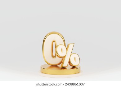 0% Shopping sale banner 3d style podium gold luxury background, vector illustration  are available for use on online shopping.