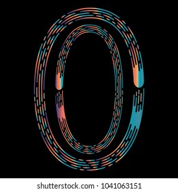  "0" Typographic Icon On Dark Background. Graphic Font For Your Design Background. Design Concept For Graphic, Banners, Presentations, Wallpaper, Reports. Vector Illustration.  Eps10