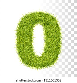 0. Vector Number Zero Illustration. Fresh Green Grass Realistic Texture