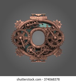 0 vector rusted letter with gears