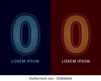 0, Zero ,abstract luxury font, Designed using cool and hot colors, line square, geometric shape, graphic vector.