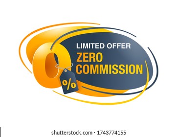 0% zero commission special offer banner template in yellow an dark gray colors - vector promo limited offers flyer or poster