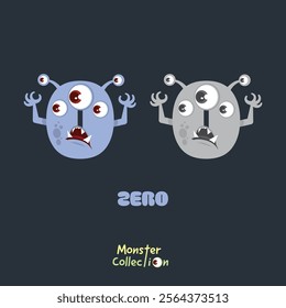 0, zero, Monster Cartoon numbers, Colourful Cartoon Monster Collection with Cute and Scary Designs