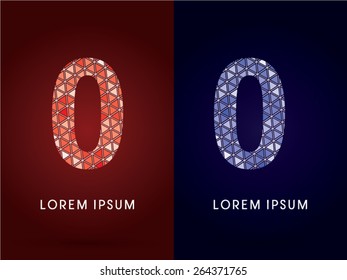 0, Zero ,Number, Colorful font, concept mosaic pattern, graphic, vector.
