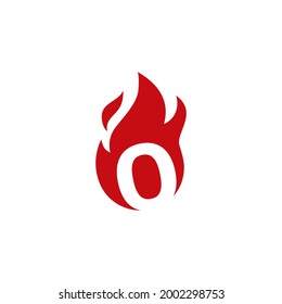 0 zero number fire flame logo vector icon illustration