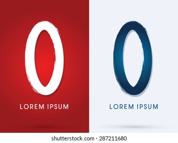 0, Zero Number , Grunge brush font graphic vector.