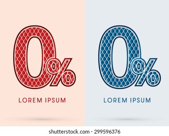 0%, Zero Percent ,Font , Concept  Hot and Cool , Wire Mesh, steel, net, graphic vector.