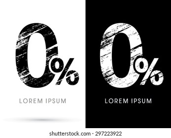 0%, zero percent ,Font grunge destroy, graphic vector.