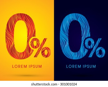 0%, zero percent ,Font ,Text, designed using line fire and cool, graphic vector.