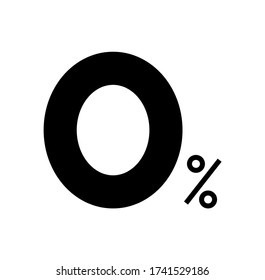 0% - Zero Percent isolated on white background. Vector illustration, easy to edit. Template for your design, website, infographic, brochure, cover, business annual report
