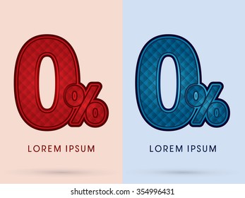 0%, Zero percent Luxury Font designed using read and blue, hot and cool tone, geometric pattern graphic vector.