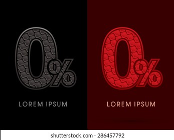 0%, Zero Percent, Number, Abstract Font, Text, Typography, concept luxury hot and dark, red and black, pattern, graphic vector.