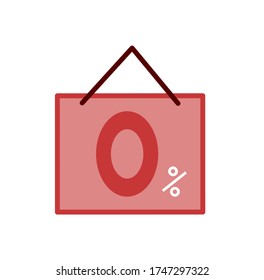 0% - Zero Percent on  white background. Vector illustration, easy to edit. Template for your design, website, infographic, brochure, cover, business annual report