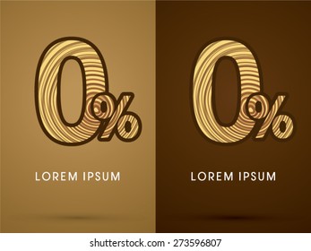 0%, Zero Percent,Abstract Number, font, concept wood, sign ,logo, symbol, icon, graphic, vector.