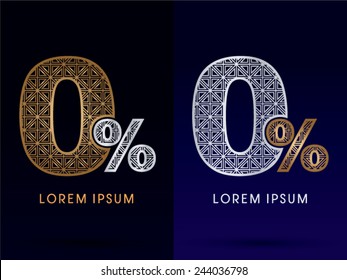 0, Zero percent,Luxury font ,gold and diamond, logo, symbol, icon, graphic, vector .