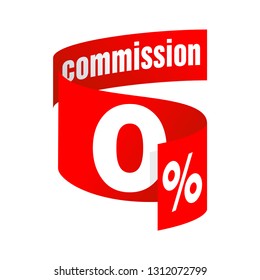 0% - zero percents commission ribbon shape sticker for credit company offers