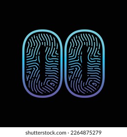 00 Number Fingerprint Logo Design Template Inspiration, Vector Illustration.