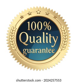 !00% quality guarantee - golden decorative advertising emblem