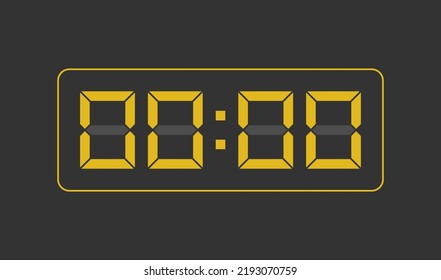 00:00, Digital clock number. Vector illustration.
