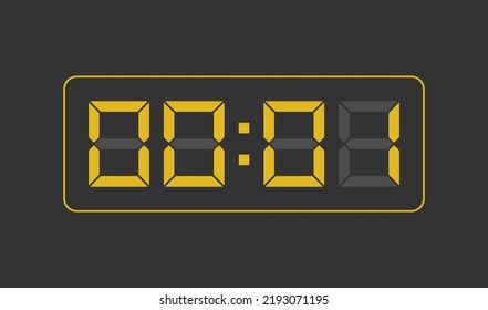 00:01, Digital clock number. Vector illustration.
