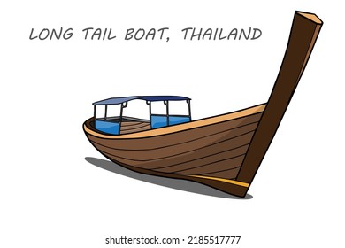 00080 Vector illustrator of traditional Long tail boat, Thailand. On white background. 