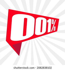 001% written on red polygonal banner. modern label in perspective. eps 10