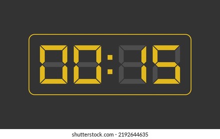 00:15, Digital clock number. Vector illustration.
