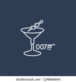 007 Martini icon. 007 Martini linear design concept from Drinks collection. Simple element vector illustration on dark blue background.