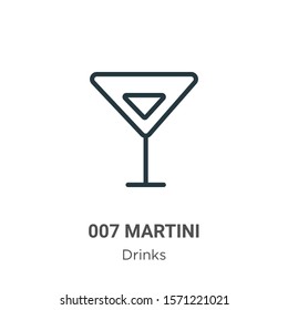 007 martini outline vector icon. Thin line black 007 martini icon, flat vector simple element illustration from editable drinks concept isolated on white background