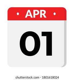 01 April Calendar icon, vector illustration
