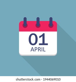 01 April Calendar icon, vector illustration