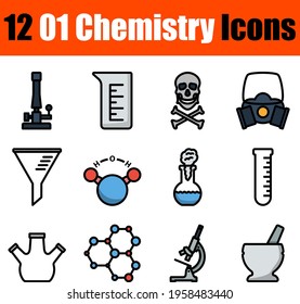 01 Chemistry Icon Set. Editable Bold Outline With Color Fill Design. Vector Illustration.