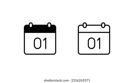 01 Diseño de icono de fecha con ilustración de fondo blanco