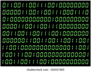 0,1 digits vector wallpaper. Green Binary code on black background. Digital matrix abstract technology illustration.