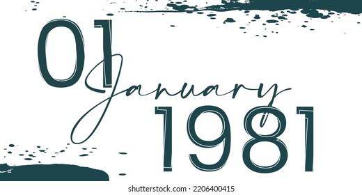01 January 1981 text with abstract background