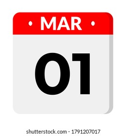 01 March calendar icon, vector illustration