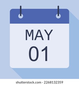 01 May Calendar, Vector Calendar.