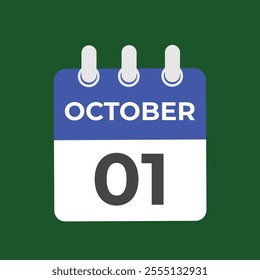 01 october, Calendar Line Icons, vector in flat style. Clock, pin map location, Calendar Outline
