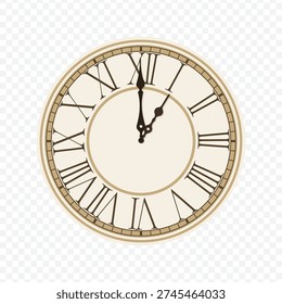 01:00 classic clock flat design icon for one o'clock appointments and hourly schedule stickers.