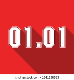01.01 Cifras blancas de fondo rojo, fecha de promoción 1 mes 1