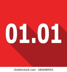 01.01 Cifras blancas de fondo rojo, fecha de promoción 1 mes 1