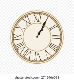 01:05 classic clock flat design icon for five-past-one appointments and beginning time-tracking stickers.