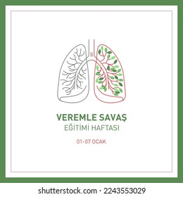 01-07 ocak veremle savas egitimi haftasi (tuberculosis training week 01-07 january) concept design vector illustration