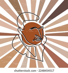 01-12.2023: Vector illustration in EPS file and JPG format. Portrait poster art of George Washington Carver. He was american agricultural scientist. Black history month hero and famous personality