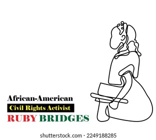 01-13-2023: EPS vector Illustration of Ruby Bridges. Black History month art