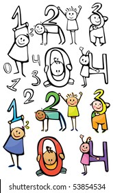 01234 fun numbers, kids are holding numbers.